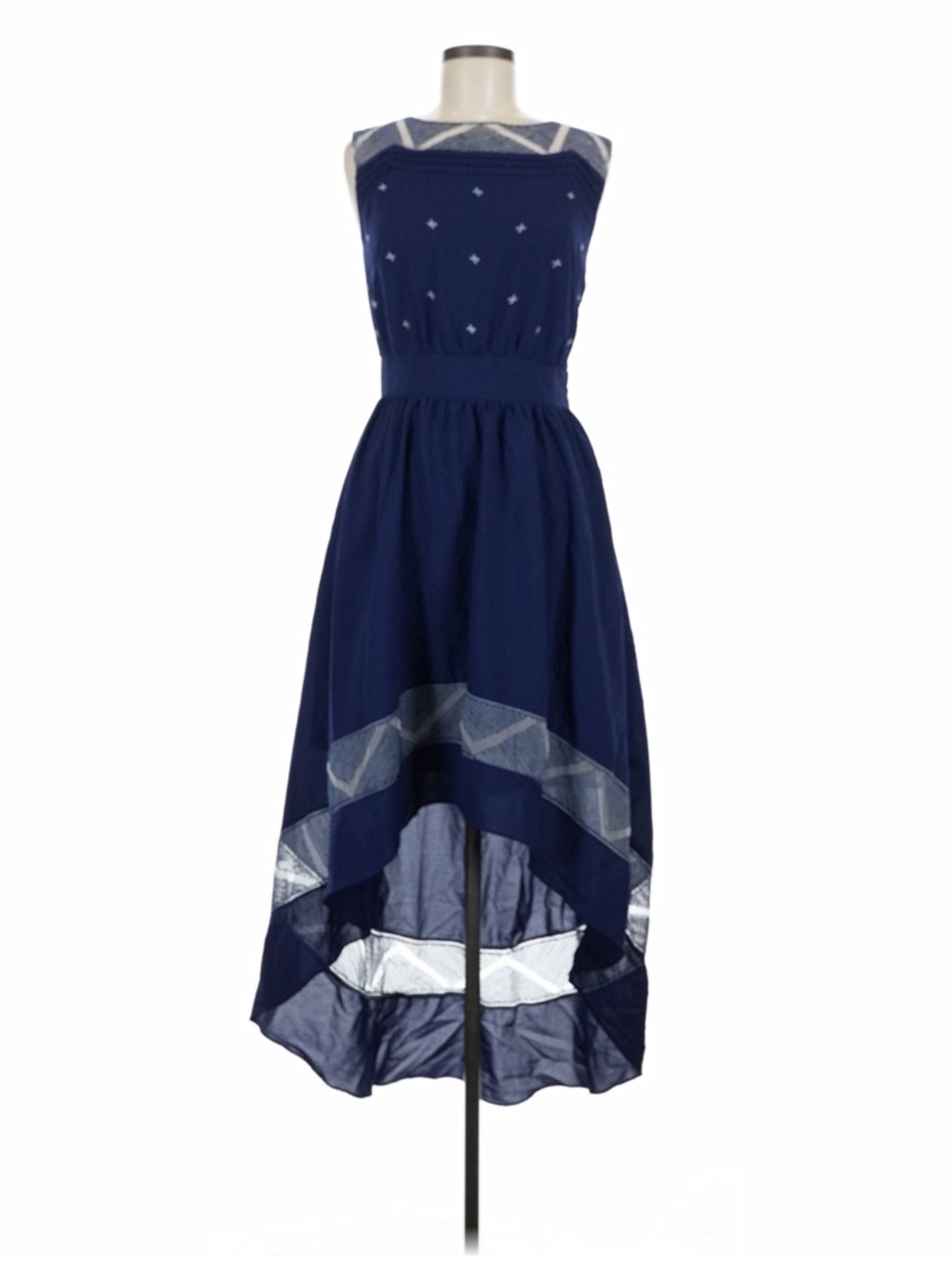 Altar'd State Women's Navy Silver Embroidered Details Sleeveless High-Low Dress
